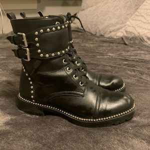 Black combat boots